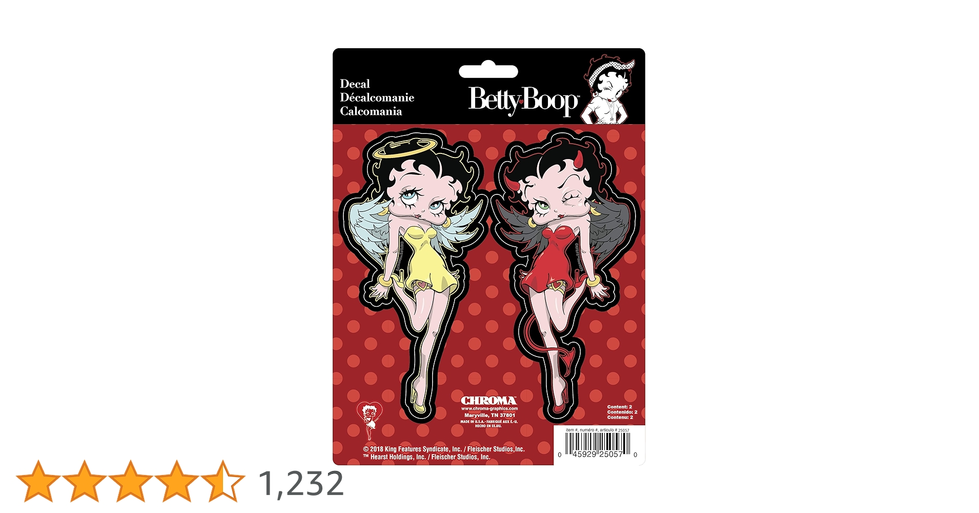 【中古】BETTY BOOP DEVIL ANGEL Betty Boop Angel & Devil stickers 120mm quality water & fade